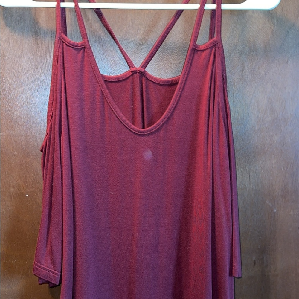 Women's Burgundy Strappy cold shoulder top